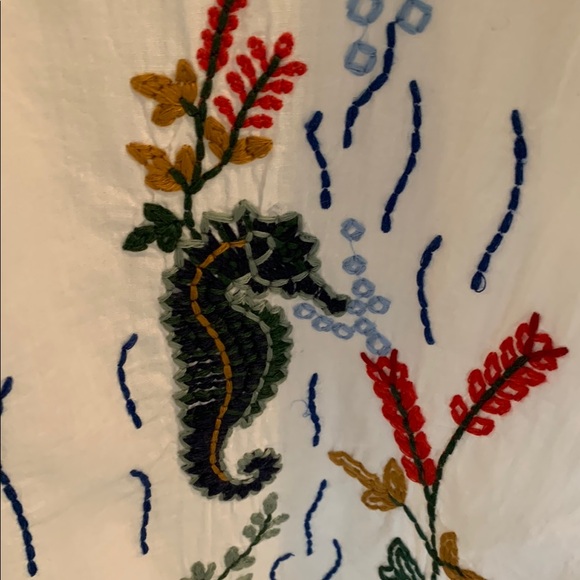 Zara Women's Long Embroidered Swimsuit Cover Up Women's Large Sea Motifs - Picture 6 of 8